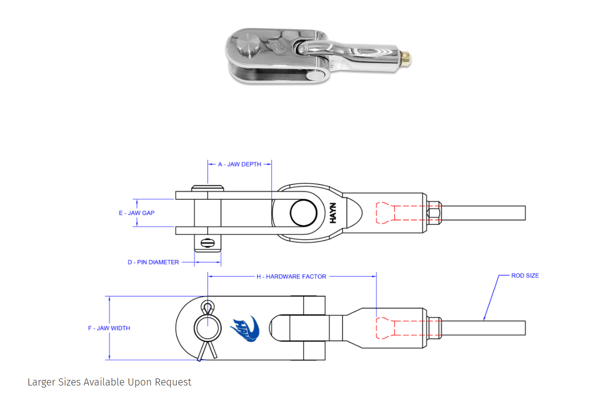 Navtec Rigging Toggle NAVTEC H200 High Fatigue Rod Toggle Jaw | Hayn
