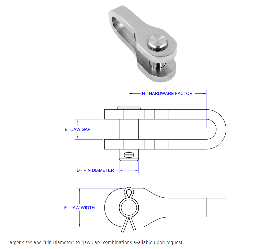 Navtec Rigging Toggle NAVTEC J100 Strap Style Eye Jaw Toggle | Hayn